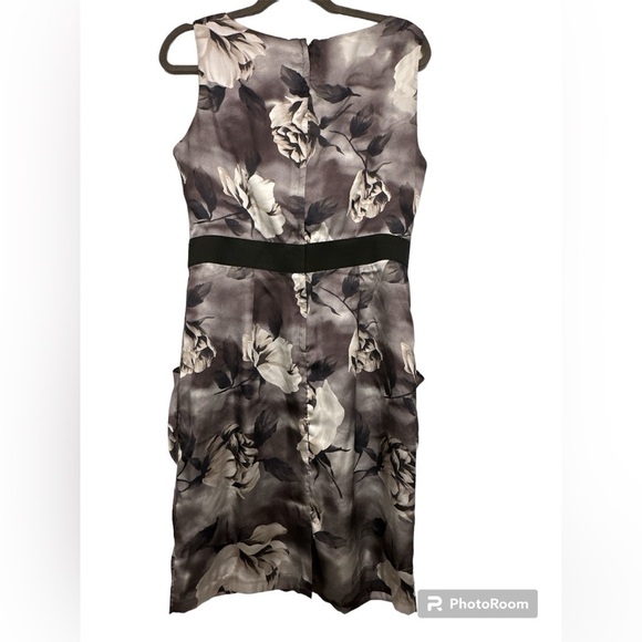 H&M big floral cowl neck cocktail dress pockets banded waist sleeveless sheath‎ - Picture 2 of 9
